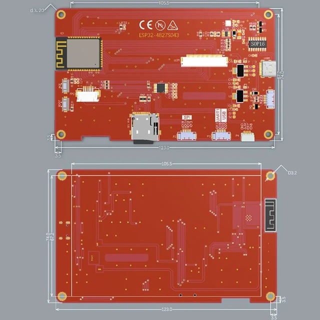 Alt view image 4 of 5 - DIYmalls 4.3 inch ESP32-S3 Display ESP32-8048S043C_I Capacitive Touchscreen