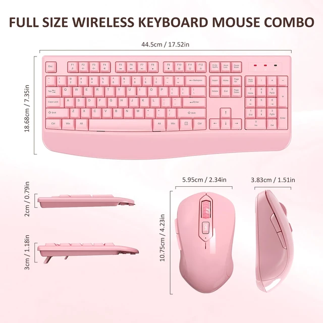 Alt view image 2 of 5 - QUASIO Wireless Keyboard Mouse Combo, Windows & Mac Compatible (Pink)