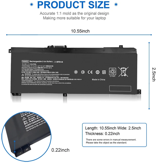 Alt view image 5 of 5 - 55.67Wh SA04XL L43267-005 Laptop Battery for HP Envy X360 15-DR 15-DR0010TX 15-DS 15M-DS 17-CG 17M-CG 15M-DR 15m-dr1xxx 15m-dr1012dx 15m-dr0012dx 15m-dr0011dx 15m-ds0011dx 15t-dr100 L43248-AC2