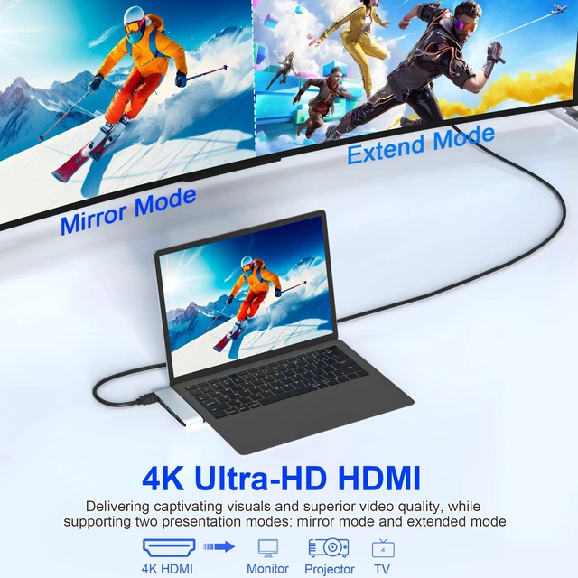 Alt view image 4 of 5 - Clickfish Surface Laptop 6/5/4/3 Hub Docking Station, USB-C Hub with 4K@30Hz HDMI, 2xUSB 3.0, USB-C, SD/TF Card Slot, 3.5mm Audio for Surface Laptop 6/5/4/3/Laptop Go 3/Go2/Go