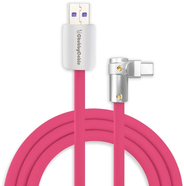 Main image of chubbycable 120W Charging Cable 90 USB C to C Cable, Rose Red, 3.3FT