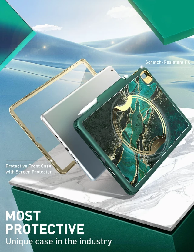 Alt view image 4 of 5 - Clayco Nebula Case for iPad 9th/8th/7th Generation Case 10.2 Inch 2021/2020/2019, Multi-Angle Viewing Full Body Stand Cover for iPad 10.2" with Built-in Screen Protector & Pencil Holder, Prasio