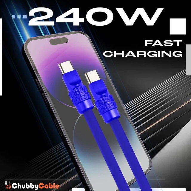 Alt view image 2 of 5 - chubbycable 240W Fast Charging Cable Silicone USB C Cable, Orange, 3.3FT
