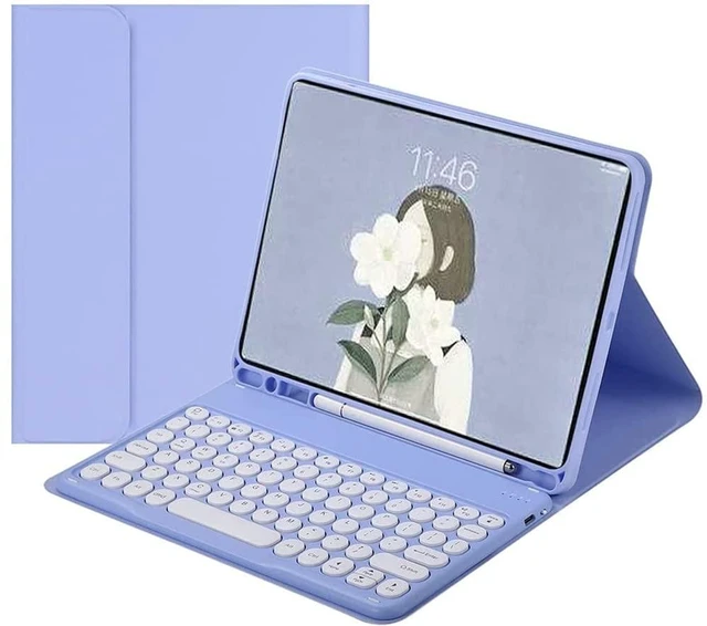 Main image of QIYIBOCASE Keyboard Case for iPad Air 11 inch (M4 2026/M3/M2)/ Air 5th/4th Generation with Pencil Holder, Candy Magnetically Detachable Round Keys Keyboard Cover (Purple)
