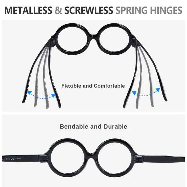 Alt view image 2 of 5 - CessBlu 6 Pack Huge Oversized Reading Glasses for Women without Metal No Screws Large Head Round Readers +3.00