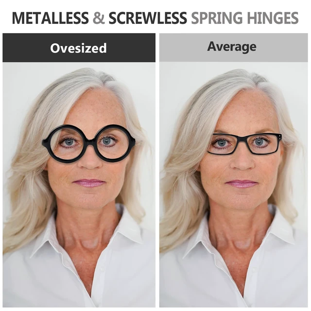 Alt view image 4 of 5 - CessBlu 6 Pack Huge Oversized Reading Glasses for Women without Metal No Screws Large Head Round Readers +3.00