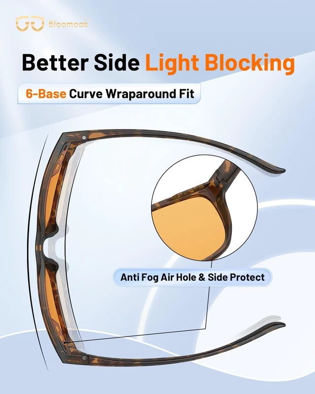 Alt view image 4 of 5 - Bloomoak Orange Blue-Light Glasses, 99% Filter Lens Sleep, Dual-AR Anti-Glare UV400, Headset-Friendly Straight Temples/XL