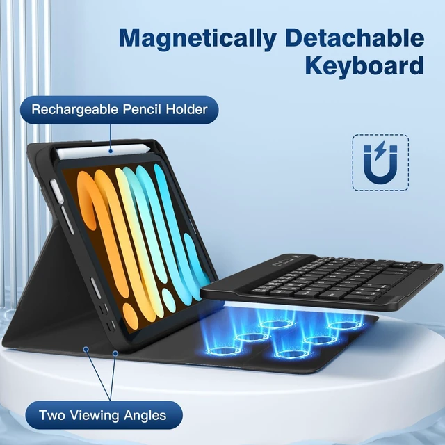 Alt view image 4 of 5 - Cousper for iPad mini 7 Keyboard Case A17 Pro/Mini 6 Gen Case with Keyboard
