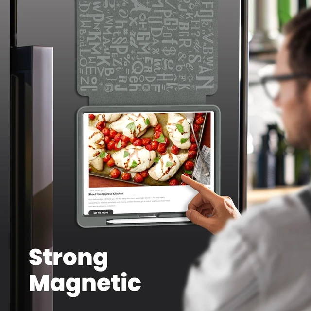 Alt view image 5 of 5 - BLOSOMEET Case for iPad Air 13 Inch M4 2025 & M3 2025 & M2 2024 with Magnetic Kitchen Kickstand, iPad Air 13 Inch Fridge Mount Cover, Oil & Splash Resistant for Recipe Reading, Auto Sleep/Wake, Gray