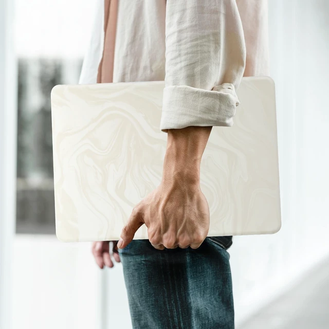 Alt view image 4 of 5 - BYCeKe for MacBook Air 13.6 inch Case 2022-2026 M5-M2,Wave Mable Beige