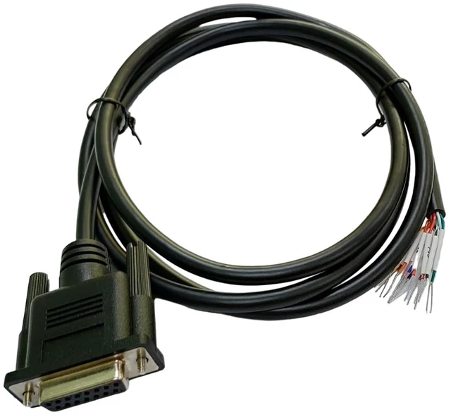 Main image of Compucableplususa.com Best Industrial Serial DB15 D-Sub15 Pin Female RS232 Serial Cable with Bare Wire - 28 AWG with Black PVC Jacket (Female, 10 Feet)