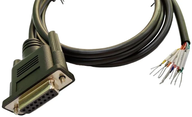 Alt view image 4 of 5 - Compucableplususa.com Best Industrial Serial DB15 D-Sub15 Pin Female RS232 Serial Cable with Bare Wire - 28 AWG with Black PVC Jacket (Female, 10 Feet)