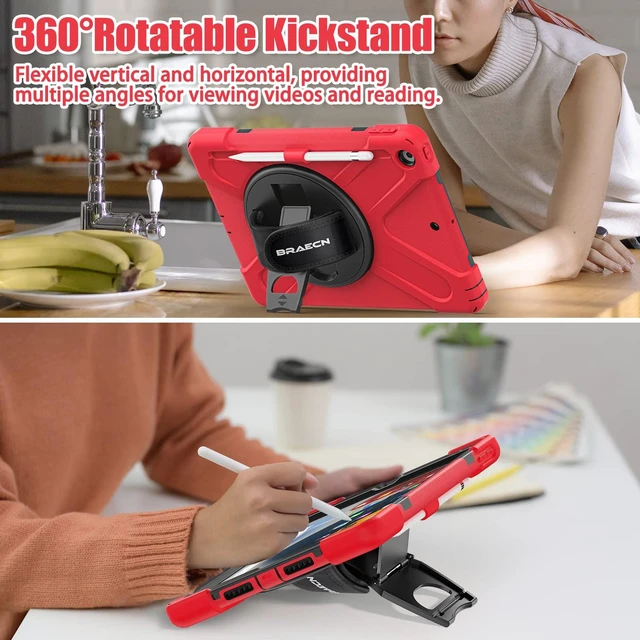 Alt view image 5 of 5 - BRAECNstock Shockproof Case for iPad 9th/8th/7th Gen 10.2", Red