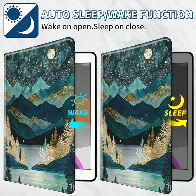 Alt view image 4 of 5 - BFSEROBJ Case for Kindle Fire HD 8 & Fire HD 8 Plus Tablet 10th/12th/14th Generation 2020/2022/2024 360 Rotating Degree Stand Lightweight Protective Smart Cover with Auto Wake/Sleep - Mountains