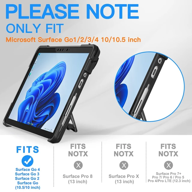 Alt view image 2 of 5 - BRAECNstock Case for Microsoft Surface Go/1/2/3/4 Case 10.5" - Black