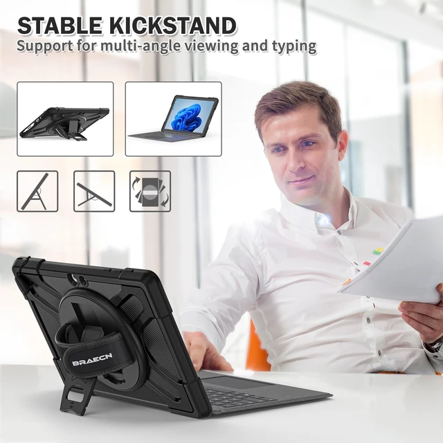 Alt view image 4 of 5 - BRAECNstock Case for Microsoft Surface Go/1/2/3/4 Case 10.5" - Black