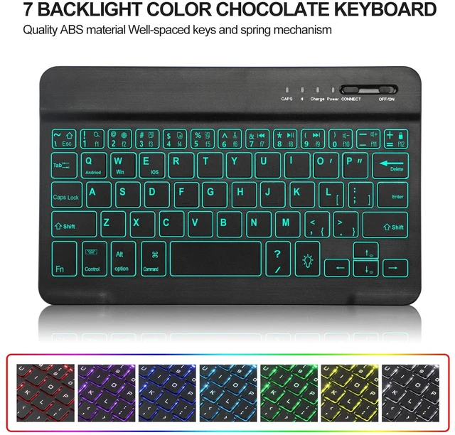 Alt view image 3 of 5 - BORIYUAN iPad mini 7th Gen 2024 (A17 Pro) & iPad mini 6 Keyboard Case 2021, Detachable Wireless Keyboard, 7 Color Backlit, Slim Folio Cover with Pencil Holder for iPad mini 7th/6th Gen 8.3 inch