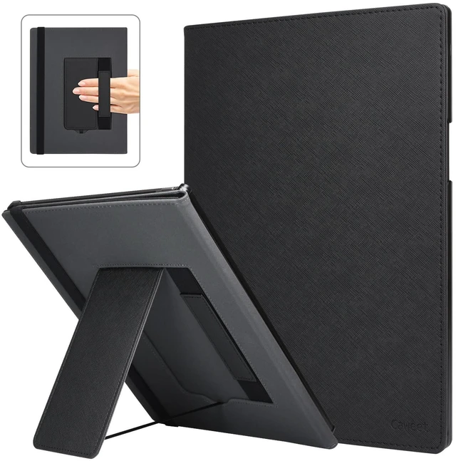 Main image of Caweet Stand Case for Remarkable Paper Pro 11.8 Inch 2024, Hard Back Shell Protective Auto Sleep/Wake Book Folio Cover with Pen Holder and Hand Strap, Black
