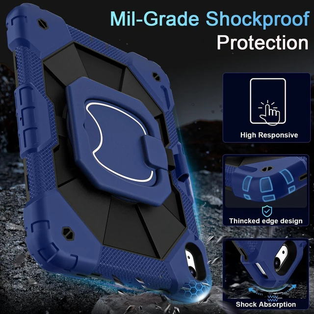 Alt view image 3 of 5 - Auizotl Case for iPad (A16) 11th Gen 11 Inch (2025) /iPad 10th Gen 10.9 Inch (2022) with Screen Protector/Rotating Stand/Pencil Holder,Military Grade Shockproof i Pad Case 10th Generation,Navy Black