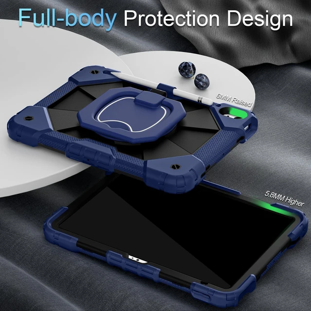 Alt view image 4 of 5 - Auizotl Case for iPad (A16) 11th Gen 11 Inch (2025) /iPad 10th Gen 10.9 Inch (2022) with Screen Protector/Rotating Stand/Pencil Holder,Military Grade Shockproof i Pad Case 10th Generation,Navy Black