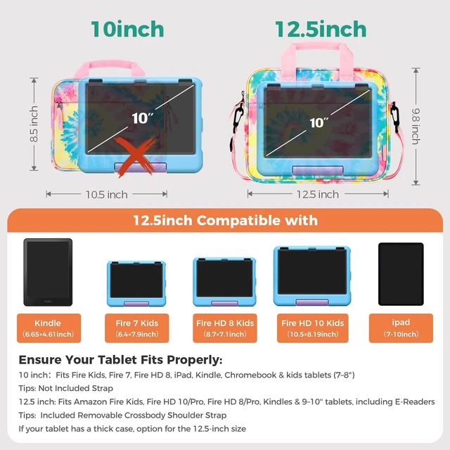 Alt view image 3 of 5 - Choco Mocha Kids Tablet Bag Fire HD 8 10 Tablet Carrying Case, Kids Tablet Sleeve for iPad & Kindle Edition & Chromebook 12.5 Inch, Galaxy Purple