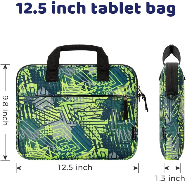 Alt view image 5 of 5 - Choco Mocha Kids Tablet Bag Fire HD 8 10 Tablet Carrying Case, Kids Tablet Sleeve for iPad & Kindle Edition & Chromebook 12.5 Inch, Geometry Green