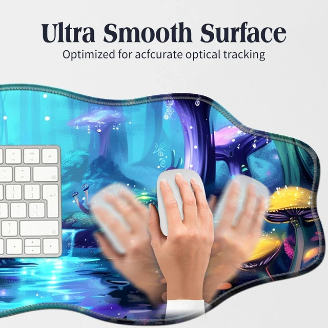 Alt view image 5 of 5 - BFDHGQZC Large Desk Mat Mouse Pad 35.4x15.75,Forest with Glowing Mushrooms