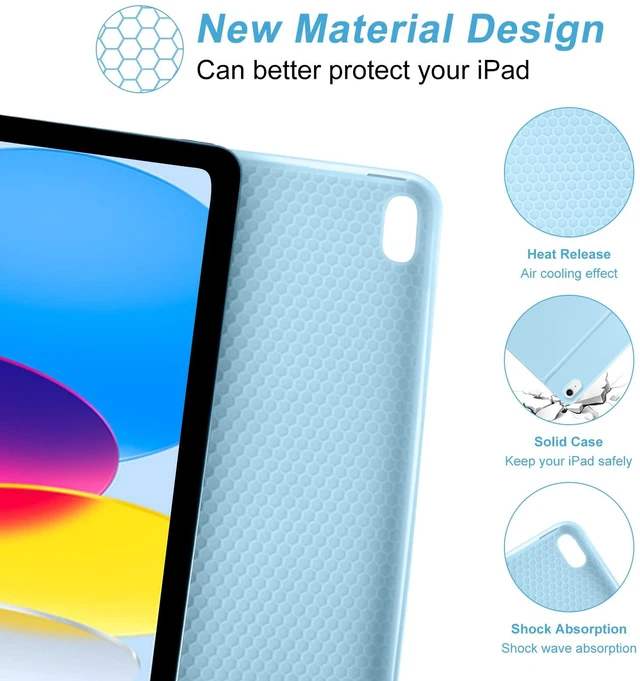 Alt view image 5 of 5 - besky Keyboard Case for iPad 11th/10th Gen 11 Inch & 10.9 Inch, Light Blue