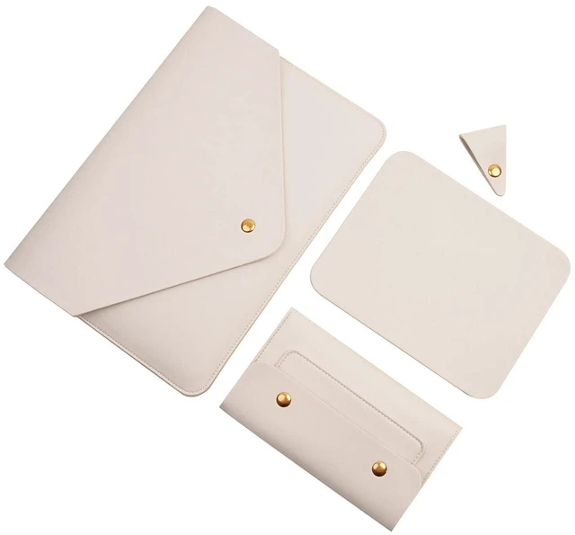 Main image of Benfan Laptop Sleeve 13 Inch Compatible with New MacBook Air 13, New MacBook Pro 13, Dell XPS 13 with Small Pouch, Mouse Pad and Cord Organizer, Color White