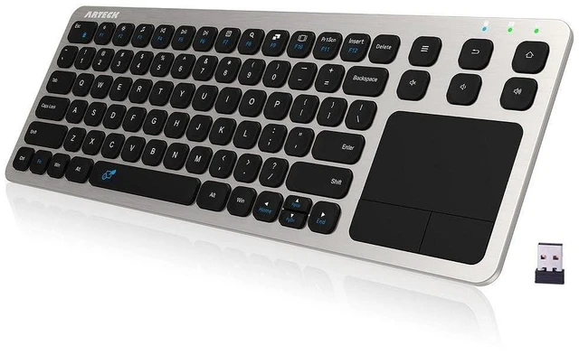 Main image of Arteck 2.4G Wireless Touch TV Keyboard with Easy Media Control and Built-in Touchpad Mouse Solid Stainless Ultra Compact Full Size Keyboard -Connected Computer, Smart TV, HTPC