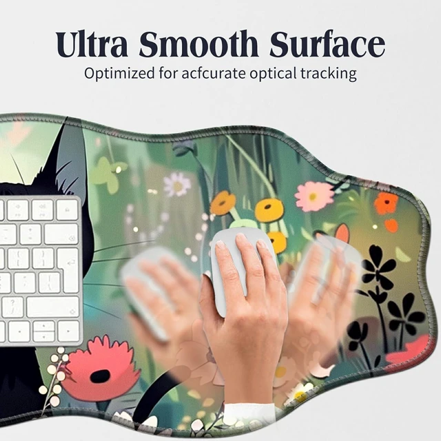 Alt view image 5 of 5 - BFDHGQZC Large Desk Mat Mouse Pad 35.4x15.75,Black Cat Among Flowers