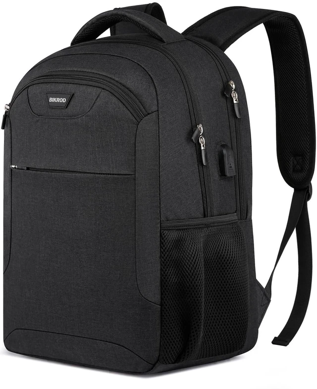 Main image of BIKROD Backpack for Men and Women, School Backpack for Boys, Water Resistant Business Travel Laptop Back Pack Fit 15.6 Inch Laptop with USB Charging Port, Black