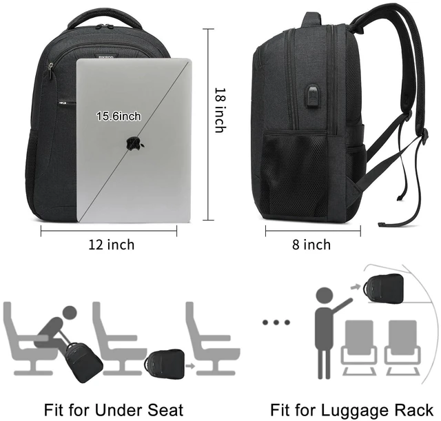 Alt view image 5 of 5 - BIKROD Backpack for Men and Women, School Backpack for Boys, Water Resistant Business Travel Laptop Back Pack Fit 15.6 Inch Laptop with USB Charging Port, Black