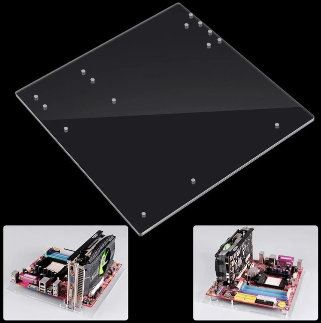 Alt view image 4 of 5 - M-ATX Motherboard Acrylic Frame Transparent Open Frame DIY Base Stand for Testing Overclocking Gaming Computer Case