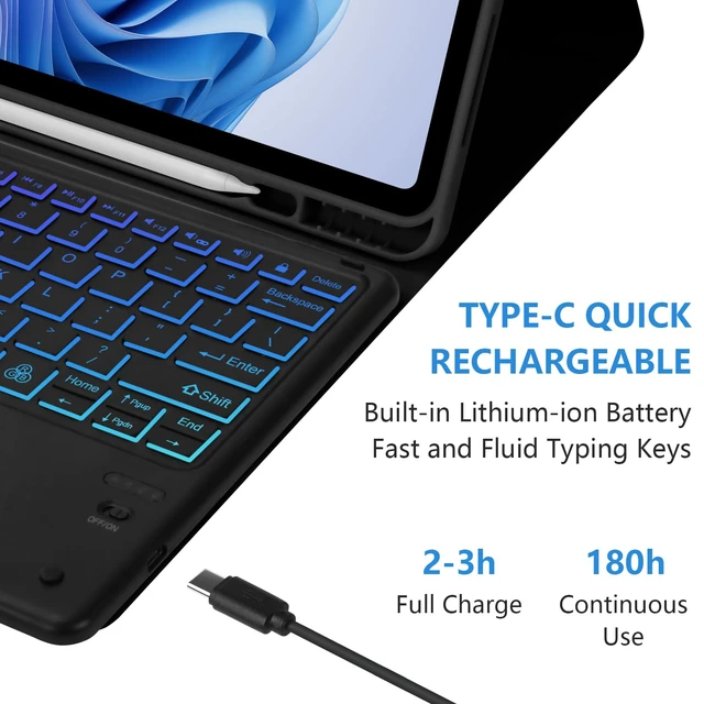 Alt view image 3 of 5 - BQSS Touch for iPad Air 13 Inch Case Keyboard M4/M3/M2& Pro 12.9 inch,Black