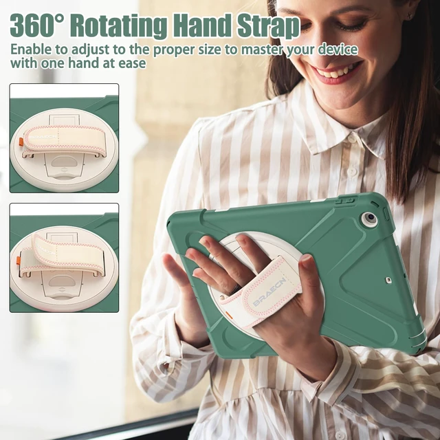 Alt view image 3 of 5 - BRAECNstock Shockproof Case for iPad 6th/ 5th Gen 9.7": Emerald Green