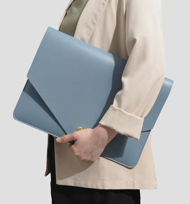 Alt view image 4 of 5 - Benfan PU Leather Laptop Sleeve 16 Inch Compatible with New MacBook Pro 16 A2991 A2780, MacBook Pro 15, Surface Book 15, Dell XPS 15 with Small Pouch, Mouse Pad and Cord Organizer Color Blue
