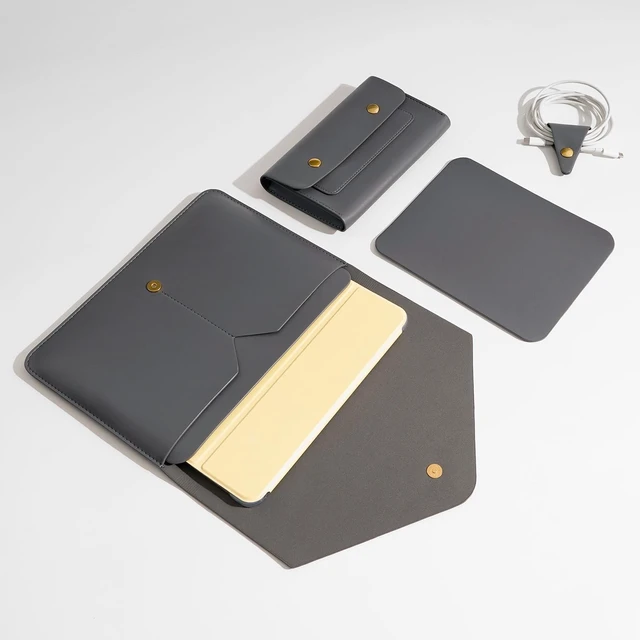 Alt view image 4 of 5 - Benfan Tablet Sleeve Compatible with iPad mini Gen1-6, Includes Small Pouch, Mouse Pad, Cord Organizer, Dark Grey