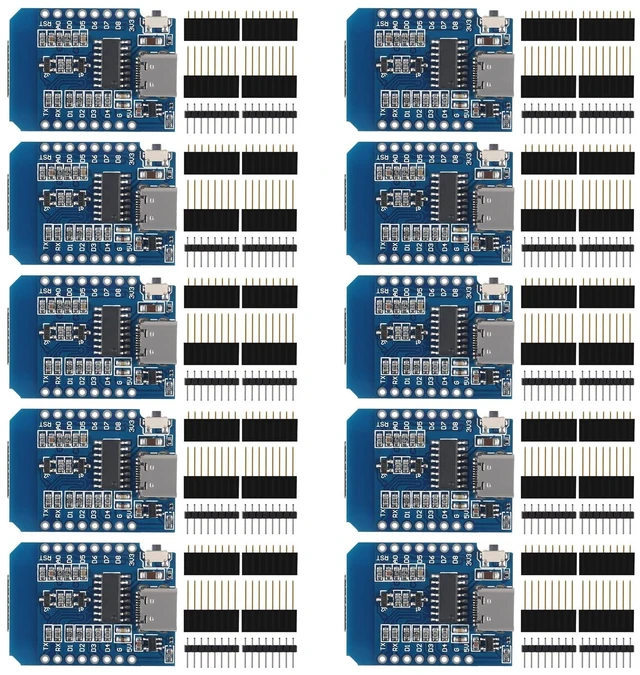 Main image of AITRIP 10pcs Development Board D1 MINI Type-C USB NodeMcu Mini Wireless D1 Module for ESP8266 ESP-12F 4M Bytes WLAN WiFi Internet Development Board Compatible with Arduino