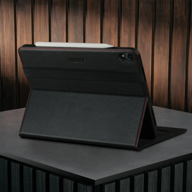 Alt view image 3 of 5 - TORRO Case Compatible with iPad Air 11" M4 (2026), M3 (2025) & M2 (2024) and iPad Air 5th / 4th Gen - Leather Folio Cover, Stand, Apple Pencil Charging, Auto Wake/Sleep (Black)