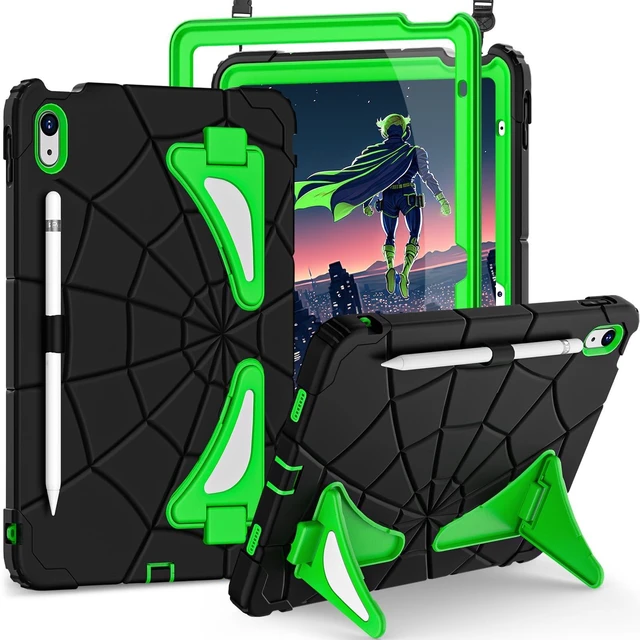 Main image of Auizotl Case for iPad (A16) 11th/10th Generation 11.0''/10.9'' 2025/2022,iPad 10.9 Case with Screen Protector,Heavy Duty Shockproof Cover for 10th Gen iPad Case,Black Green