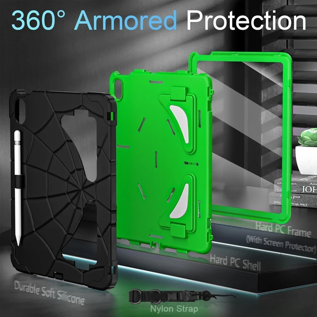 Alt view image 3 of 5 - Auizotl Case for iPad (A16) 11th/10th Generation 11.0''/10.9'' 2025/2022,iPad 10.9 Case with Screen Protector,Heavy Duty Shockproof Cover for 10th Gen iPad Case,Black Green