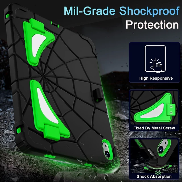 Alt view image 4 of 5 - Auizotl Case for iPad (A16) 11th/10th Generation 11.0''/10.9'' 2025/2022,iPad 10.9 Case with Screen Protector,Heavy Duty Shockproof Cover for 10th Gen iPad Case,Black Green