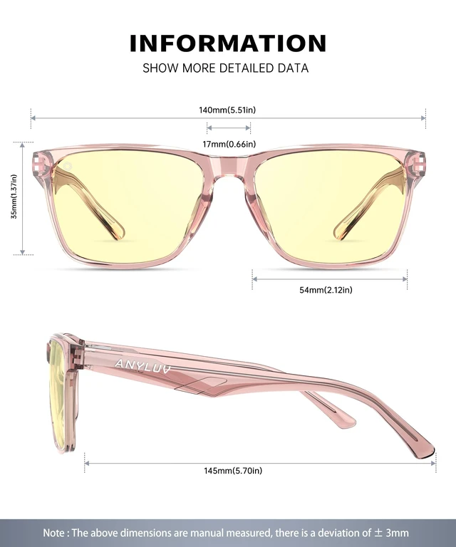 Alt view image 3 of 5 - ANYLUV Blue Light Glasses for Women & Men, Stylish Blue Light Blocking Glasses, Eyes Protection & Anti Eyestrain Eyewear
