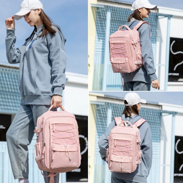 Alt view image 2 of 5 - Travel Backpack for Women Men 17 Inch Laptop Backpacks with USB Port Carry on Bag Airline Approved Large College School Bookbags Waterproof Work Business Sport Rucksack Casual Daypack (Pink)
