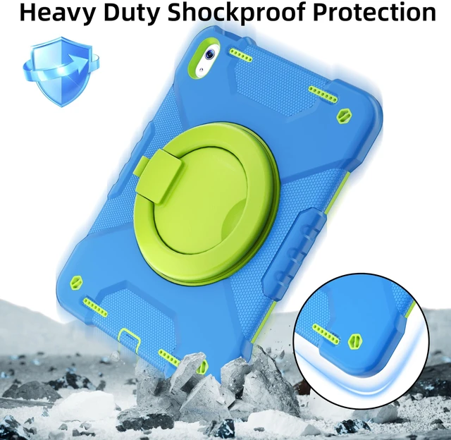 Alt view image 5 of 5 - Andnary Case for iPad (A16) 11th Generation 11 inch 2025/10th Generation 10.9 inch 2022, Shockproof Cover with Screen Protector/360 Rotate Handle/Bracket/Pen Holder/Shoulder Strap (Blue+Green)