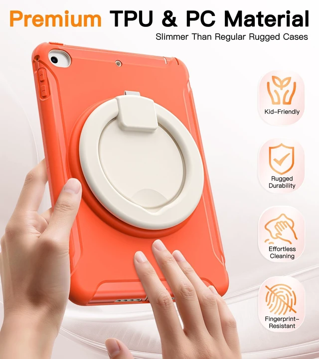 Alt view image 3 of 5 - BATYUE Shockproof Case for iPad mini 5 / Mini 4, 7.9 Inch, Coral Orange