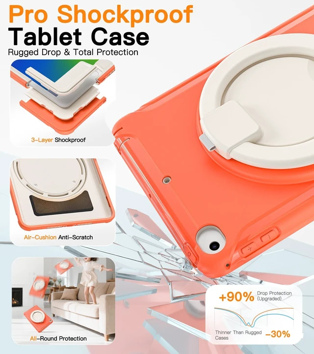Alt view image 4 of 5 - BATYUE Shockproof Case for iPad mini 5 / Mini 4, 7.9 Inch, Coral Orange