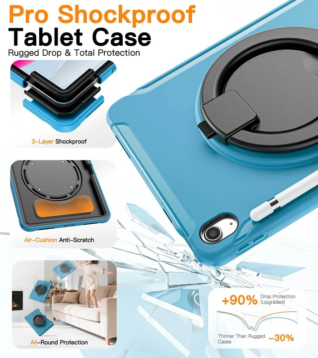 Alt view image 4 of 5 - BATYUE Shockproof Case for iPad A16 11th / 10th Gen, Lake Blue