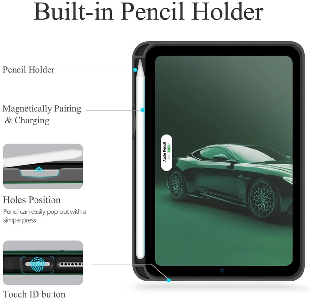 Alt view image 5 of 5 - auaua Case for iPad mini 7 (A17 Pro)/mini 6, Green
